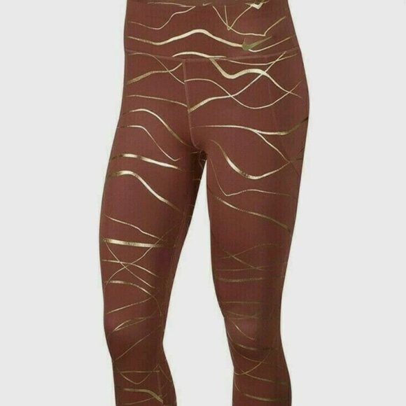 Nike Dri-Fit Icon Clash FAST Women’s Running Tights — Rose/Bronze Gold — Size XS - Picture 2 of 6